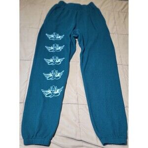 Boys Lie Rising Angels XS Teal Thick Waffle Knit Womens Sweatpants